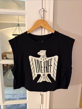 Born Primitive Live Free Eagle Cropped Tank Black